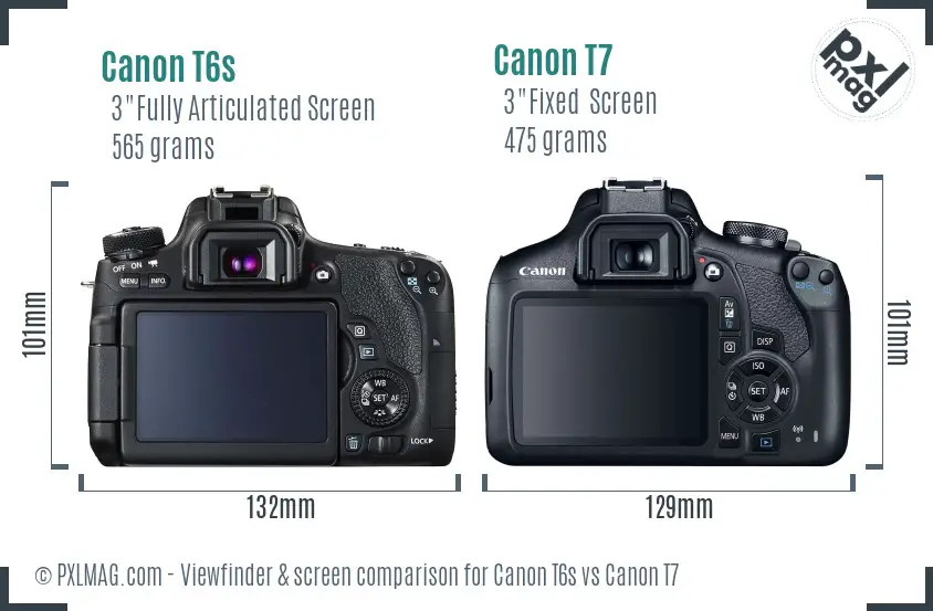 Canon T6s vs Canon T7 Screen and Viewfinder comparison