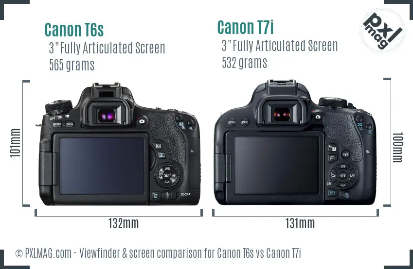 Canon T6s vs Canon T7i Screen and Viewfinder comparison