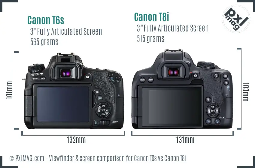 Canon T6s vs Canon T8i Screen and Viewfinder comparison