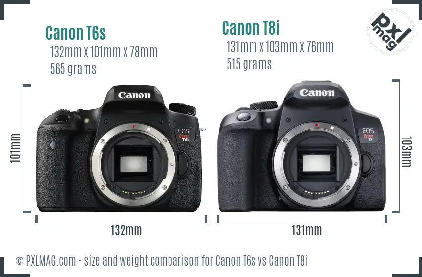 Canon T6s vs Canon T8i size comparison