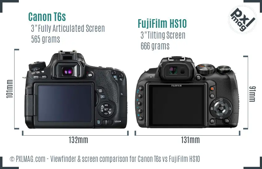 Canon T6s vs FujiFilm HS10 Screen and Viewfinder comparison