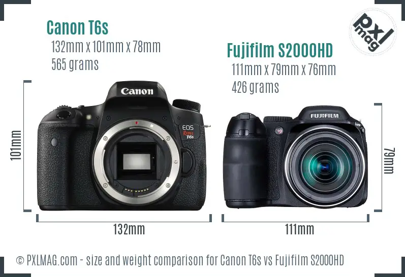 Canon T6s vs Fujifilm S2000HD size comparison