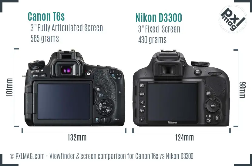 Canon T6s vs Nikon D3300 Screen and Viewfinder comparison