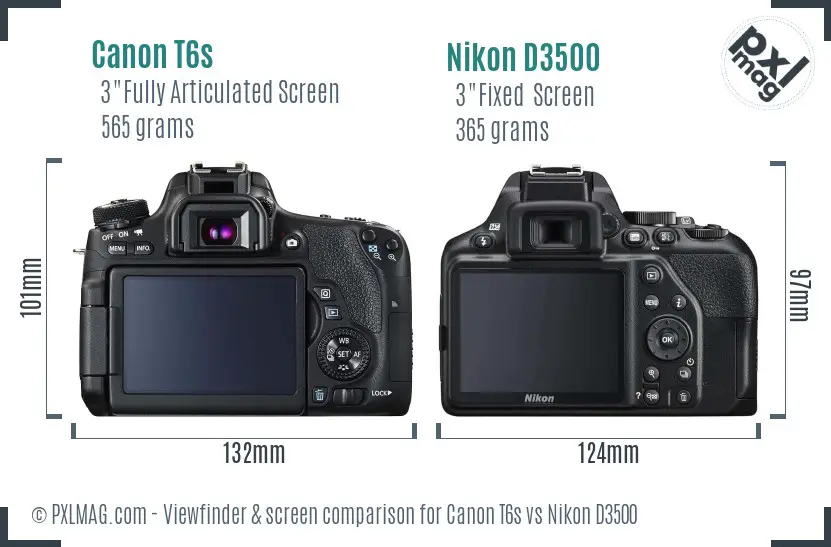 Canon T6s vs Nikon D3500 Screen and Viewfinder comparison