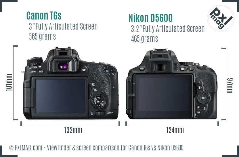 Canon T6s vs Nikon D5600 Screen and Viewfinder comparison