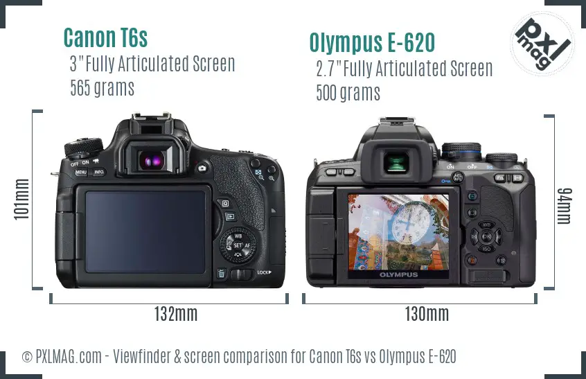 Canon T6s vs Olympus E-620 Screen and Viewfinder comparison