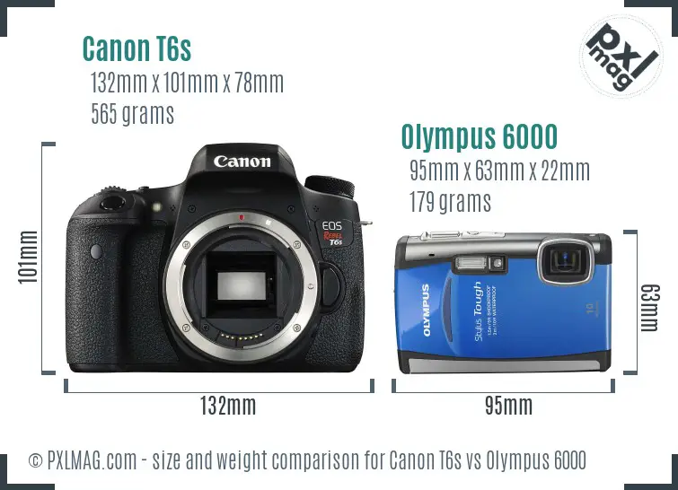 Canon T6s vs Olympus 6000 size comparison