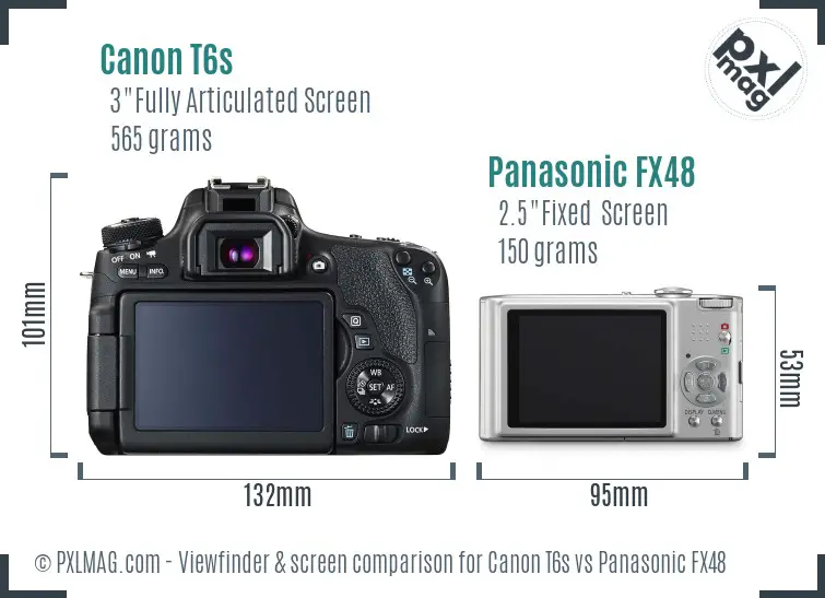 Canon T6s vs Panasonic FX48 Screen and Viewfinder comparison