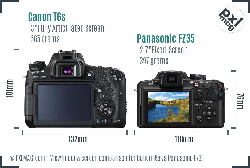 Canon T6s vs Panasonic FZ35 Screen and Viewfinder comparison