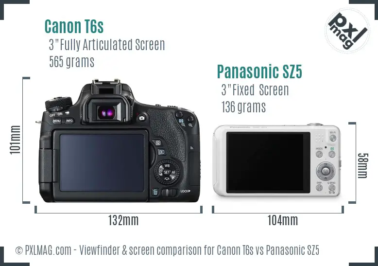 Canon T6s vs Panasonic SZ5 Screen and Viewfinder comparison