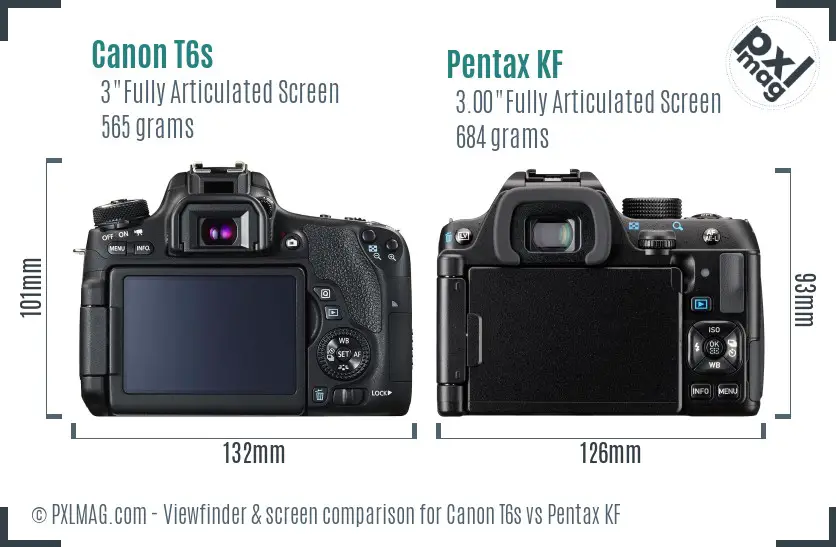 Canon T6s vs Pentax KF Screen and Viewfinder comparison