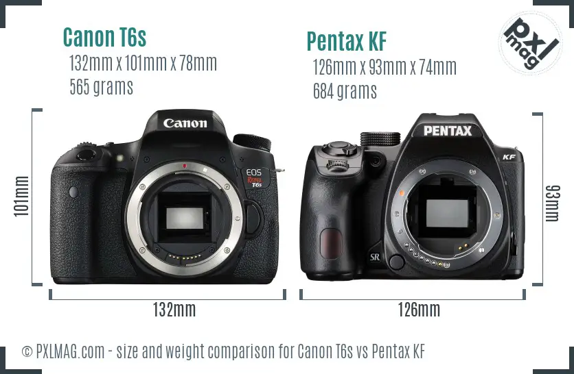 Canon T6s vs Pentax KF size comparison