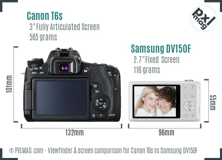 Canon T6s vs Samsung DV150F Screen and Viewfinder comparison