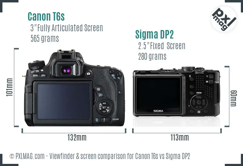 Canon T6s vs Sigma DP2 Screen and Viewfinder comparison