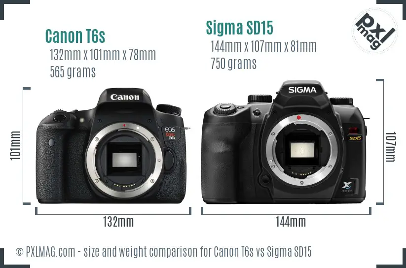 Canon T6s vs Sigma SD15 size comparison
