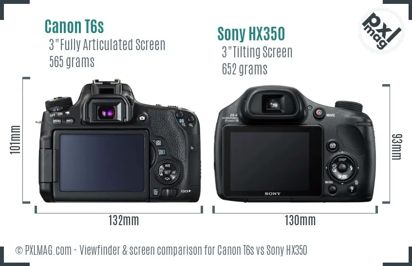 Canon T6s vs Sony HX350 Screen and Viewfinder comparison