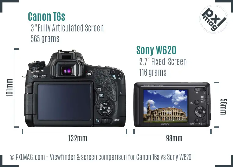 Canon T6s vs Sony W620 Screen and Viewfinder comparison