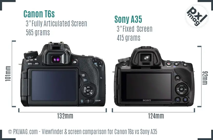 Canon T6s vs Sony A35 Screen and Viewfinder comparison
