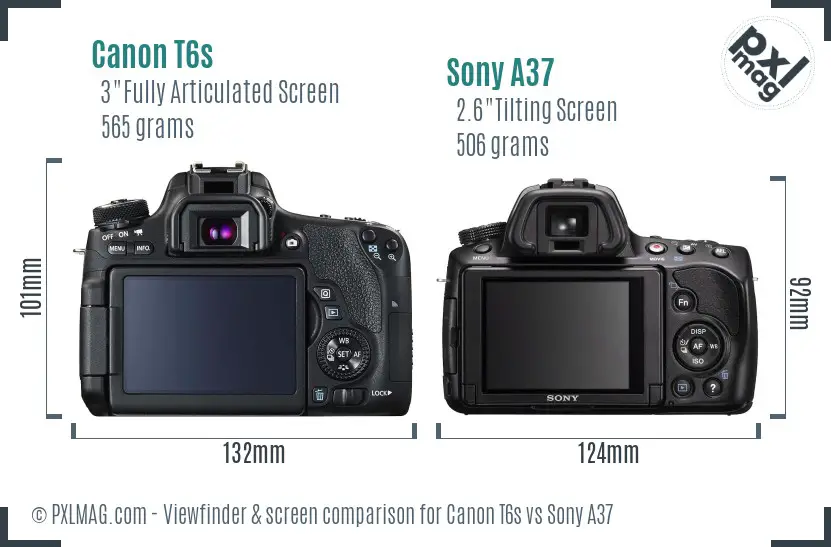 Canon T6s vs Sony A37 Screen and Viewfinder comparison