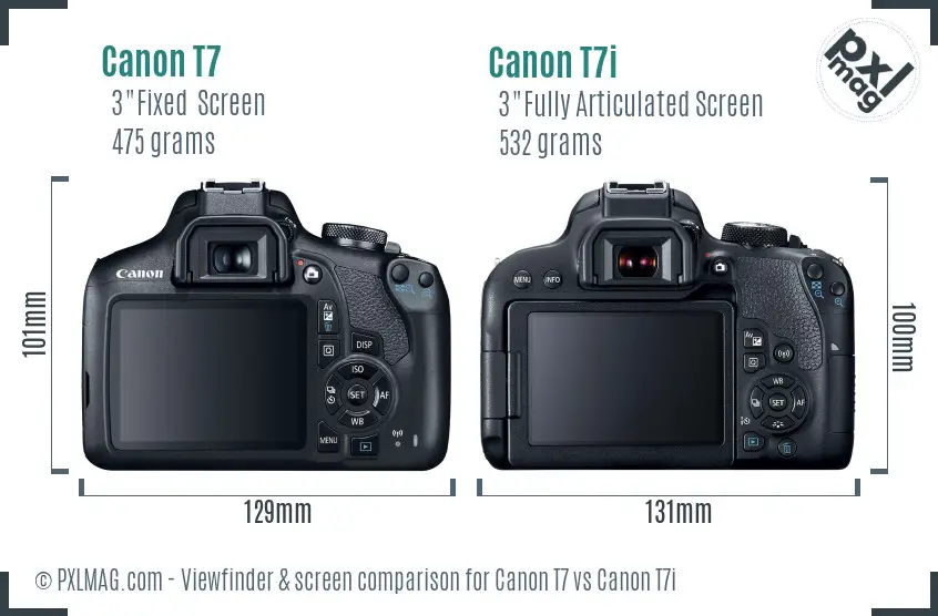Canon T7 vs Canon T7i Screen and Viewfinder comparison