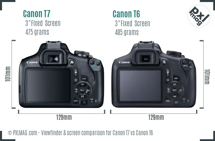 Canon T7 vs Canon T6 Screen and Viewfinder comparison