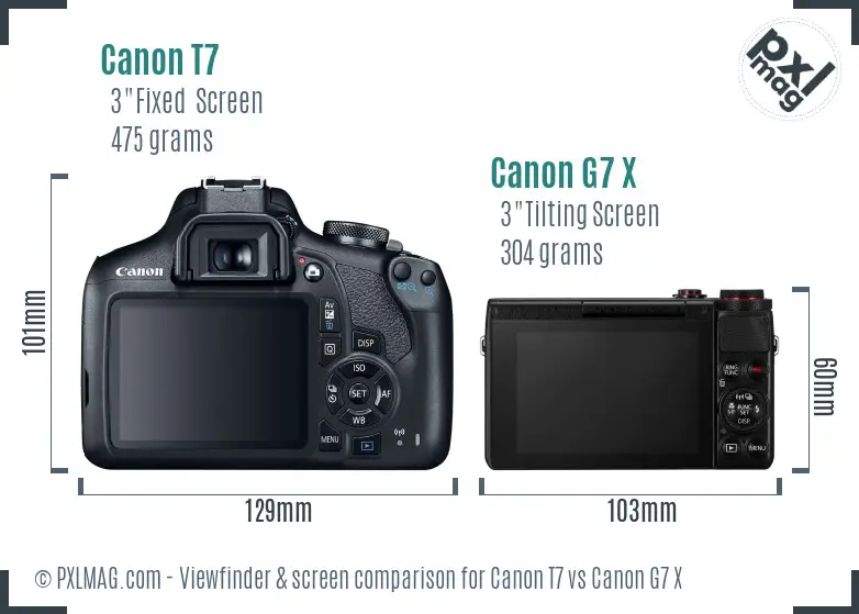 Canon T7 vs Canon G7 X Screen and Viewfinder comparison Canon T7 vs Canon G7 X Screen and Viewfinder comparison