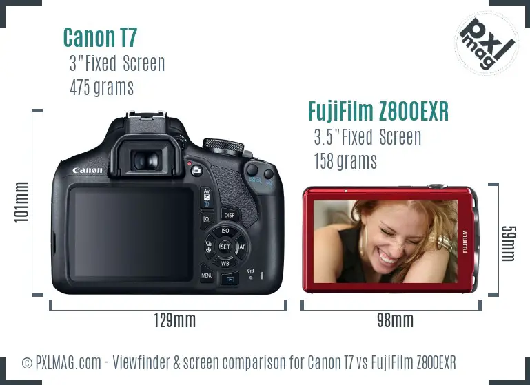 Canon T7 vs FujiFilm Z800EXR Screen and Viewfinder comparison