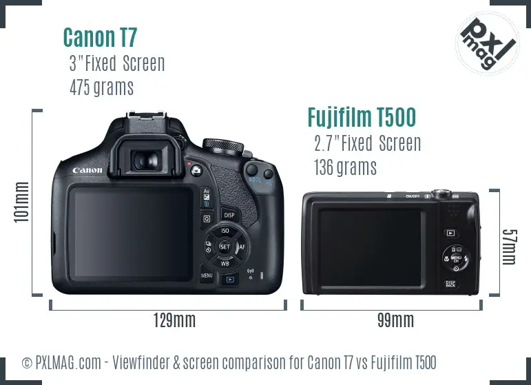 Canon T7 vs Fujifilm T500 Screen and Viewfinder comparison