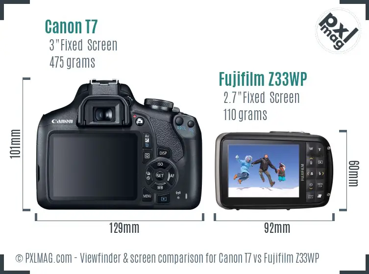 Canon T7 vs Fujifilm Z33WP Screen and Viewfinder comparison