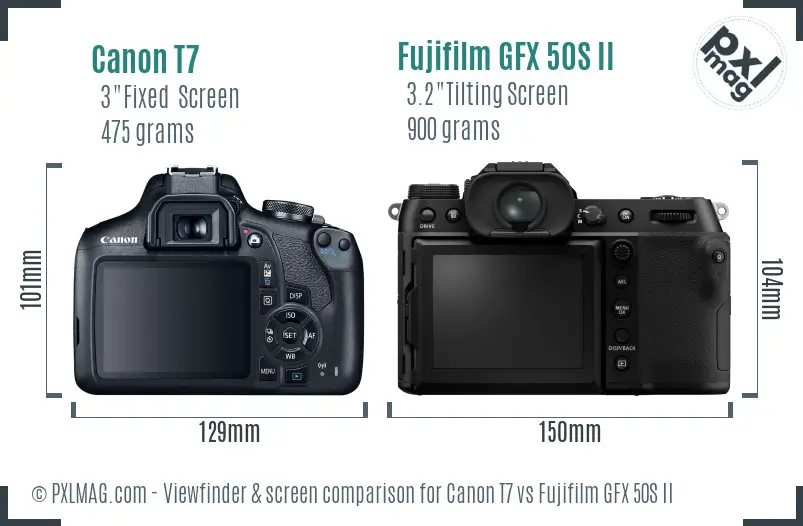 Canon T7 vs Fujifilm GFX 50S II Screen and Viewfinder comparison Canon T7 vs Fujifilm GFX 50S II Screen and Viewfinder comparison