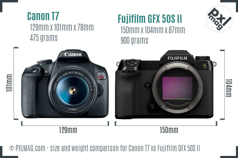 Canon T7 vs Fujifilm GFX 50S II size comparison Canon T7 vs Fujifilm GFX 50S II size comparison