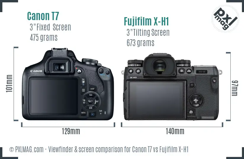 Canon T7 vs Fujifilm X-H1 Screen and Viewfinder comparison