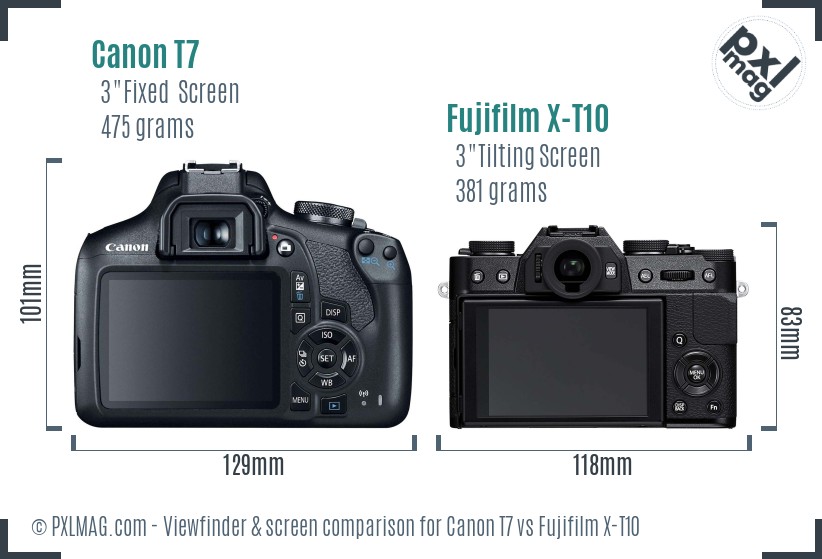 Canon T7 vs Fujifilm X-T10 Screen and Viewfinder comparison