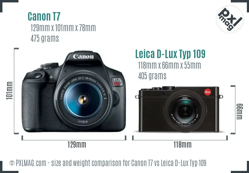 Canon T7 vs Leica D-Lux Typ 109 size comparison