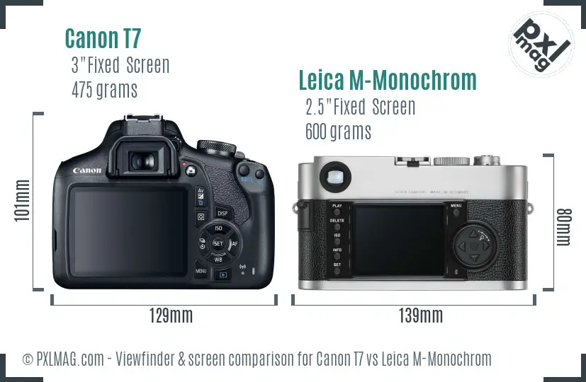 Canon T7 vs Leica M-Monochrom Screen and Viewfinder comparison