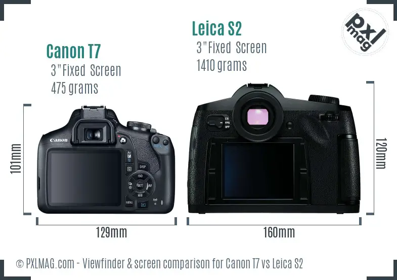Canon T7 vs Leica S2 Screen and Viewfinder comparison
