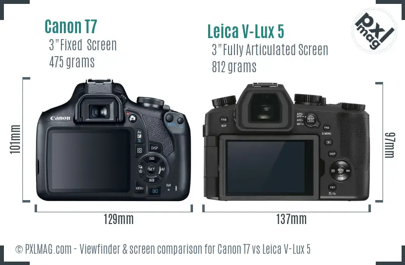 Canon T7 vs Leica V-Lux 5 Screen and Viewfinder comparison