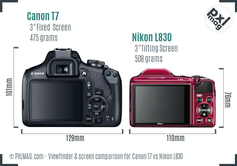 Canon T7 vs Nikon L830 Screen and Viewfinder comparison Canon T7 vs Nikon L830 Screen and Viewfinder comparison