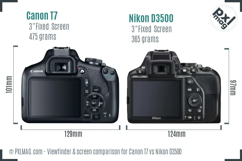 Canon T7 vs Nikon D3500 Screen and Viewfinder comparison