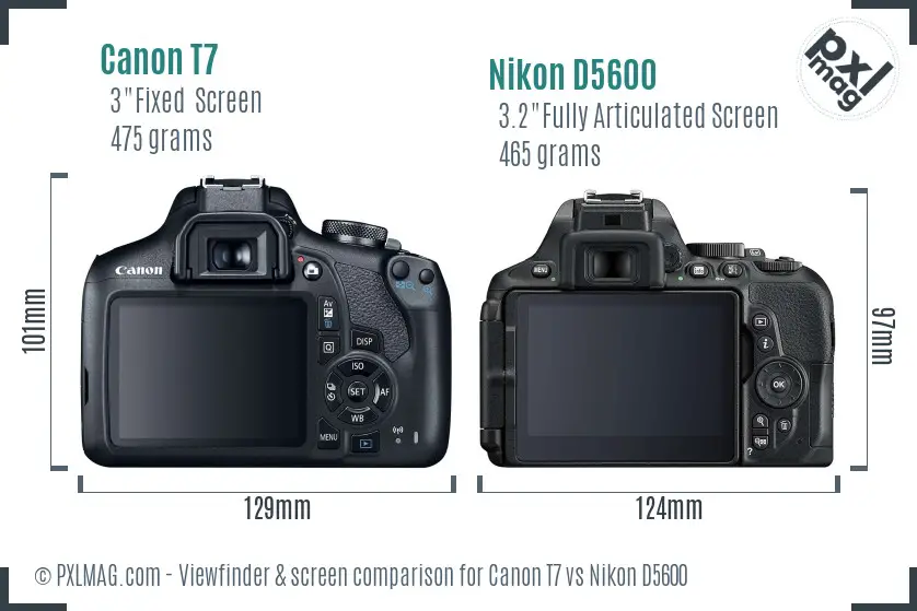 Canon T7 vs Nikon D5600 Screen and Viewfinder comparison