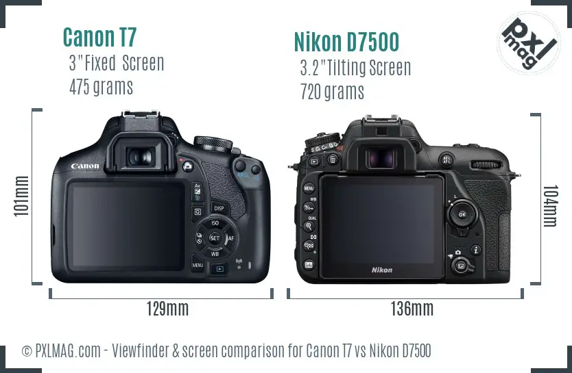 Canon T7 vs Nikon D7500 Screen and Viewfinder comparison Canon T7 vs Nikon D7500 Screen and Viewfinder comparison