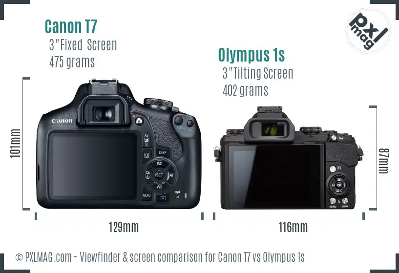 Canon T7 vs Olympus 1s Screen and Viewfinder comparison