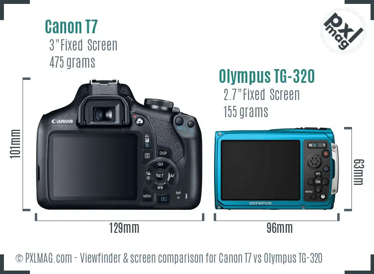 Canon T7 vs Olympus TG-320 Screen and Viewfinder comparison