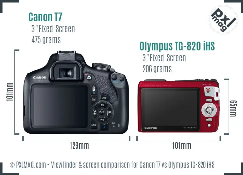 Canon T7 vs Olympus TG-820 iHS Screen and Viewfinder comparison