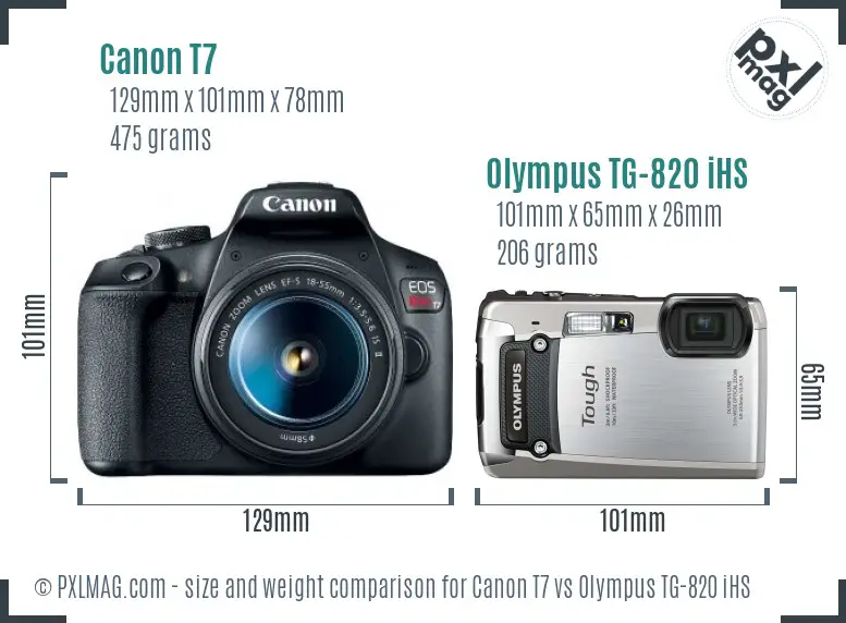 Canon T7 vs Olympus TG-820 iHS size comparison