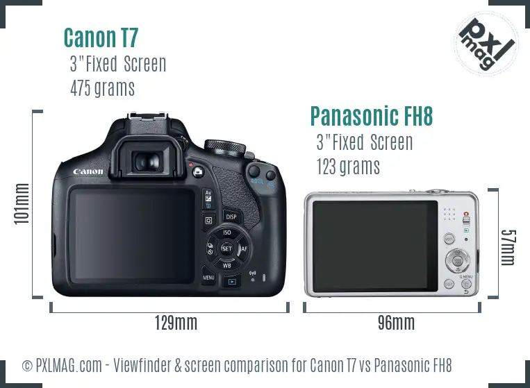 Canon T7 vs Panasonic FH8 Screen and Viewfinder comparison