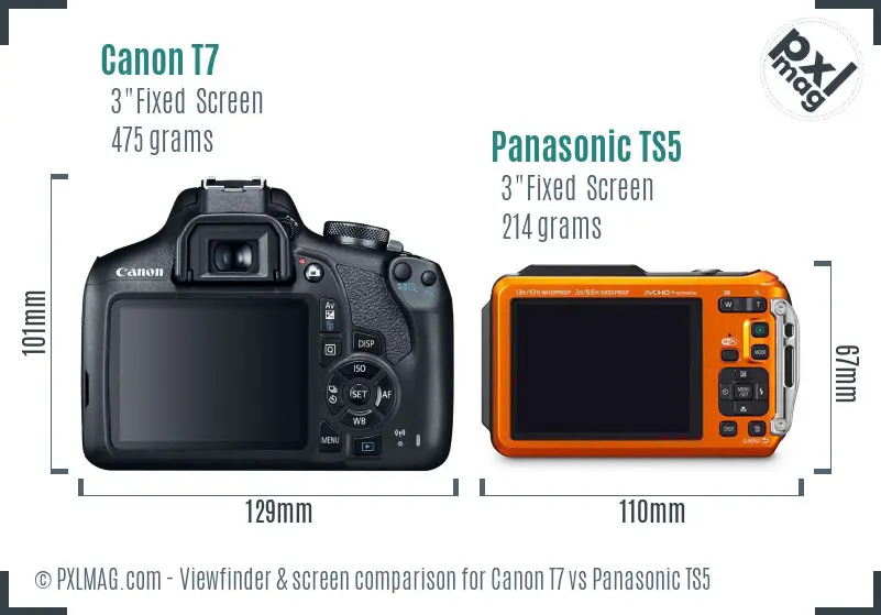 Canon T7 vs Panasonic TS5 Screen and Viewfinder comparison