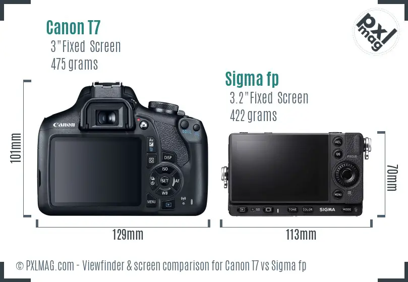 Canon T7 vs Sigma fp Screen and Viewfinder comparison