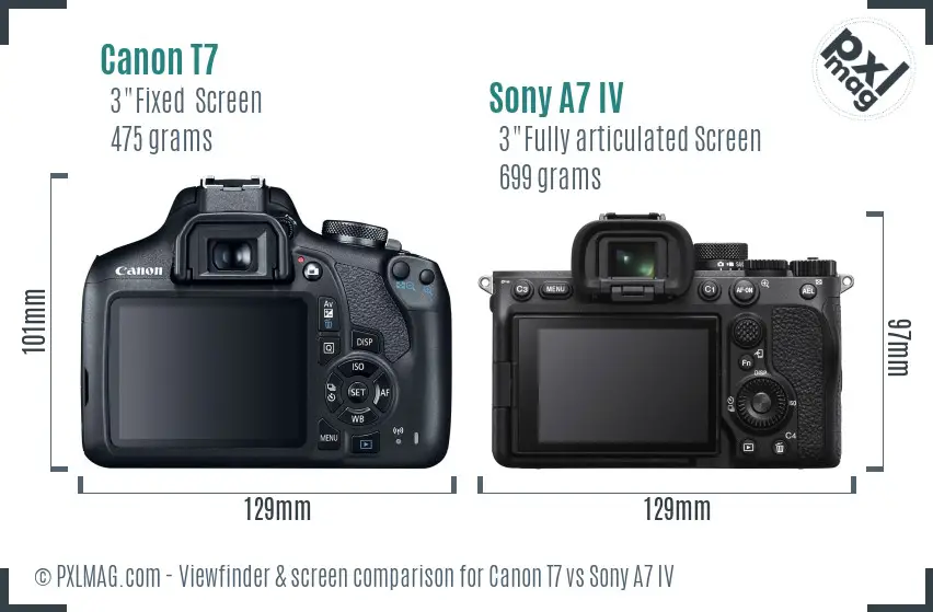 Canon T7 vs Sony A7 IV Screen and Viewfinder comparison Canon T7 vs Sony A7 IV Screen and Viewfinder comparison