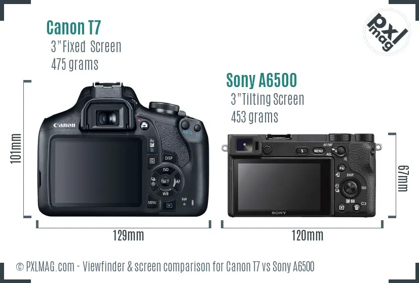 Canon T7 vs Sony A6500 Screen and Viewfinder comparison